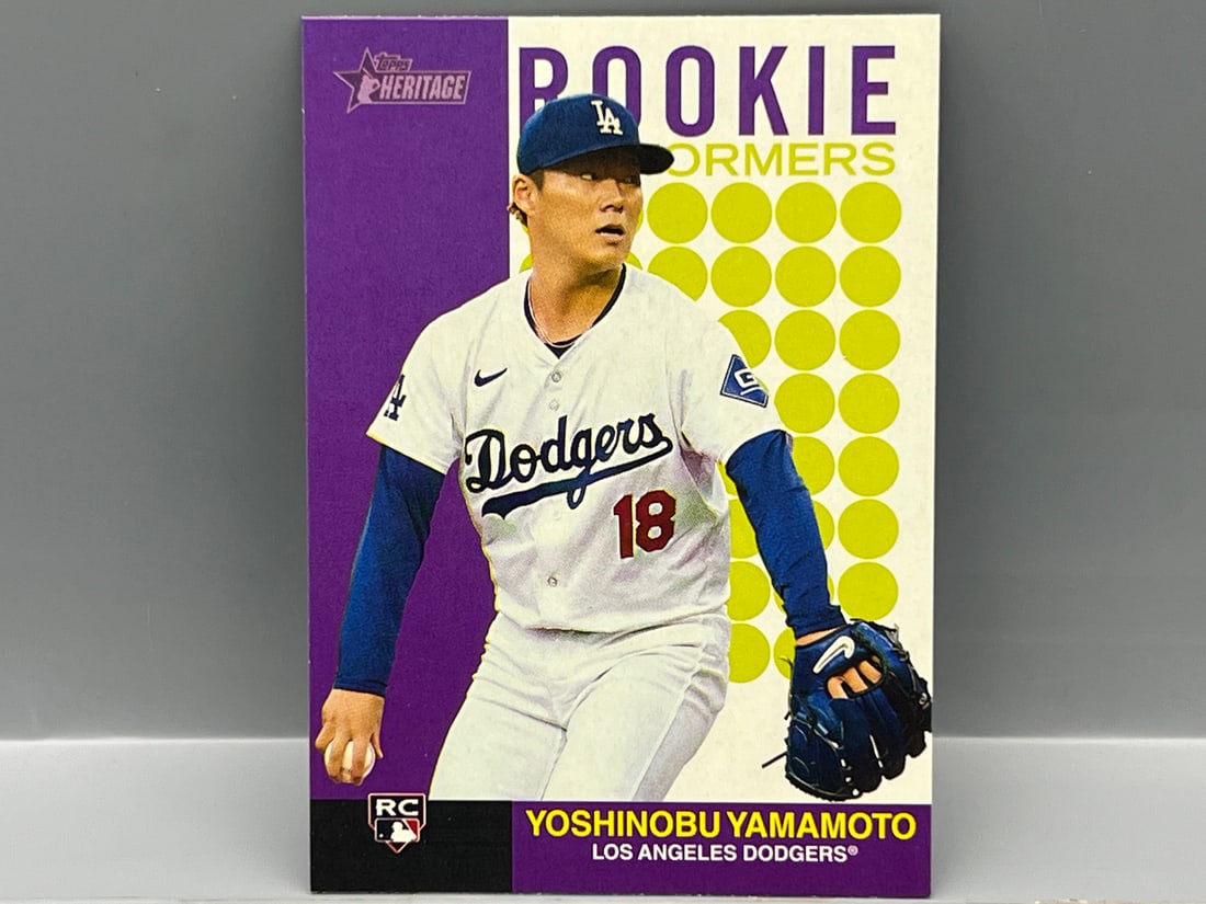 2024 Topps Heritage Yoshinobu Yamamoto Rookie Performers #RP-12 RC Insert - World Series MVP: 2024 Topps Heritage Yoshinobu Yamamoto Rookie Performers #RP-12 RC Insert - World Series MVP