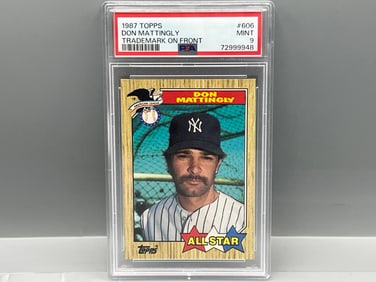 1987 Topps Don Mattingly Trademark On Front #606 PSA Mint 9