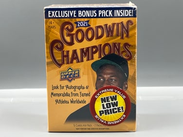 2021 Upper Deck Goodwin Champions Factory Sealed Blaster Box - Michael Jordan, Tiger Woods, Wayne