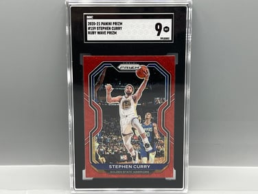 2020-21 Panini Prizm Stephen Curry Ruby Wave #159 SGC Mint 9