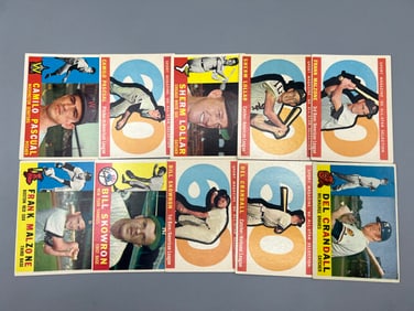 Lot of (10) 1960 Topps Baseball All Stars w/Skowron - Varying Conditions