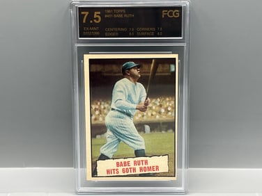1961 Topps Babe Ruth Hits 60th Homer #401 - Slabbed By FCG Grading
