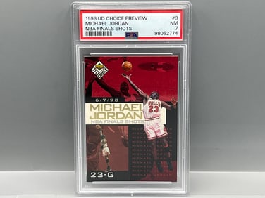 1998 Upper Deck Choice Preview Michael Jordan NBA Finals Shots #3 PSA NM 7