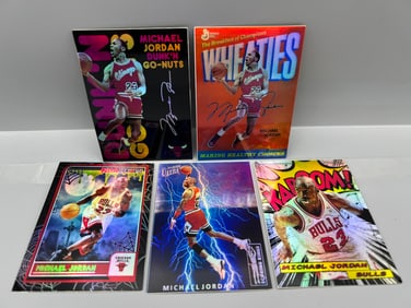 Lot of (5) Michael Jordan Custom Basketball Cards - Unlicensed Cards In The Style Of Popular Inserts