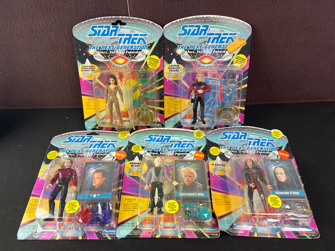 1992-93 Playmates Star Trek TNG Lot of 5 Action Figures - Deanna Troi, Picard, Q, McCoy, K'Ehleyr: 1992-93 Playmates Star Trek TNG Lot of 5 Action Figures - Deanna Troi, Picard, Q, McCoy, K'Ehleyr