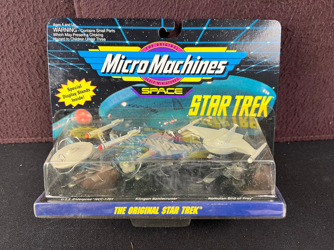 1996 Galoob Micro Machines Star Trek #65825 - USS Enterprise, Klingon Battlecruiser, Romulan Bird of: 1996 Galoob Micro Machines Star Trek #65825 - USS Enterprise, Klingon Battlecruiser, Romulan Bird of Prey