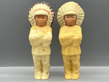 Lot of (2) Vintage Small Toy Indian Figures - Plastic & Bakelite