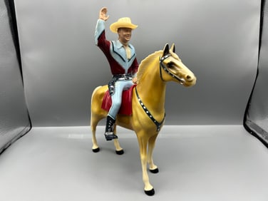 1950s Hartland Plastics Roy Rogers Figure W/ Horse Trigger, Saddle, & Hat