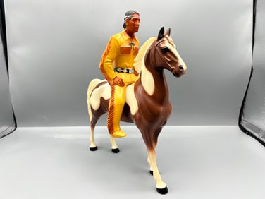 1950s-60s Hartland Plastics Tonto Figure W/ Horse Scout