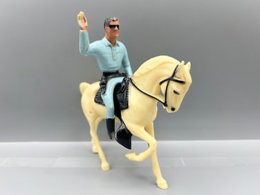 1950s Hartland Plastics Lone Ranger 500 Series Western Rider Figure W/ Horse - Miniature Size