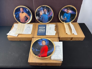 1991 Hamilton Collection Star Trek 25th Anniversary Collectible Plate lot of 4 - Kirk, Spock, McCoy,