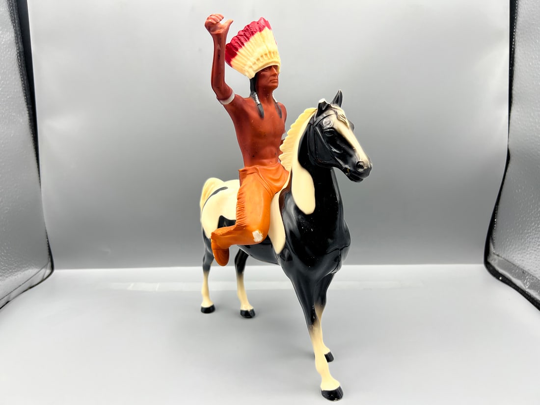 1950s Hartland Plastics Chief Thunderbird Figure W/ Horse Thunderbird: 1950s Hartland Plastics Chief Thunderbird Figure W/ Horse Thunderbird