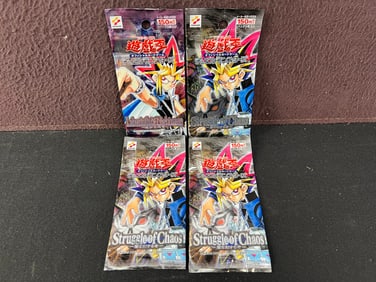Konami Japanese Yugioh Unopened Packs Lot of 4 - Struggle of Chaos, Labyrinth of Nightmare