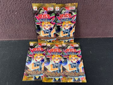Konami Japanese Yugioh Unopened Packs Lot of 5 - Pharaoh's Servant