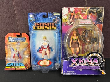 Action Figure Lot of 3 - Power Girl, Gabrielle from Xena