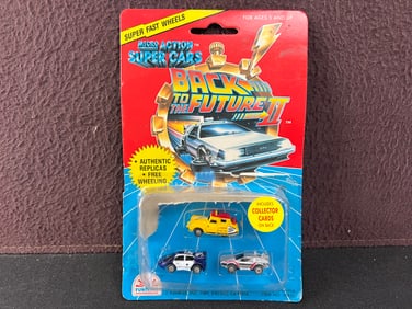 1989 Funrise Back to the Future II Micro Action Cars - DeLorean - bubble released from card
