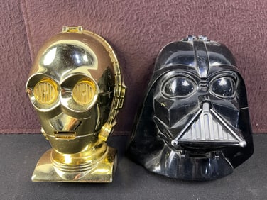 1994 Galoob Micro Machines Star Wars Transforming Head Playsets - C3PO, Darth Vader - Incomplete