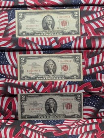 (1) 1963, (1) 1963-A & (1) 1953 Series $2.00 RED SEAL Banknotes