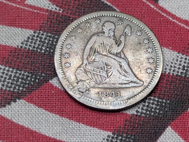 1841-O w/ Drapery Seated Liberty Quarter (Plussed) - FINE/VF