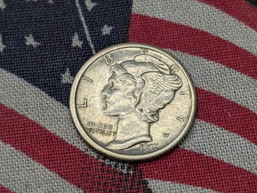 1917-S Mercury Silver Dime - AU+