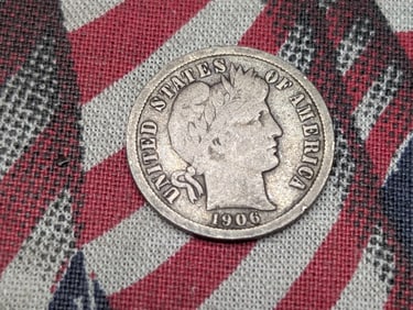 1906-O Barber Silver Dime w/ 4+ Letters in Liberty - VG