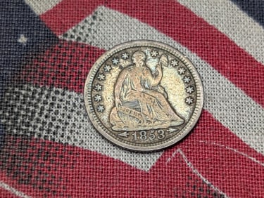 1853 w/ Arrows Seated Liberty Half Dime - VF