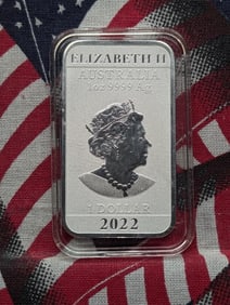 1 Oz. .9999 SILVER 2022 Australia $1 Dragon Designed Art Bar in Capsule
