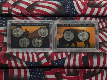 Collection of Westward Journey Jefferson Nickels in Displays - Two Sets