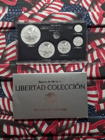 2024 Mexico .999 SILVER Libertad 5-Coin Set in Display - 1 Oz., 1/2 Oz., 1/4th Oz., 1/10th Oz. &