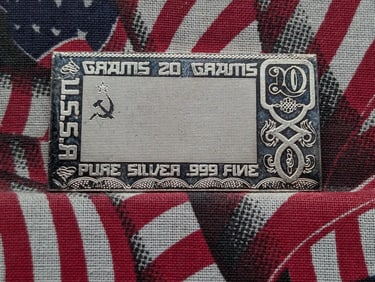 20 Grams .999 PURE FINE SILVER Soviet Flag Designed Art Bar By The Silver Mint