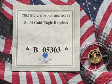 2003 PROOF 1933 Double Eagle Commemorative 0.5 Gram SOLID GOLD Round in Capsule w/ COA