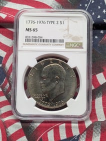 1776-1976 Type 2 Bicentennial Eisenhower Dollar - NGC MS65