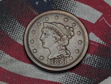 1853 Braided Hair Large Cent - AU