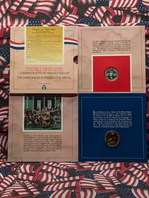 1993-W UNC Bill of Rights Commemorative Silver Half Dollar & James Madison Presidential