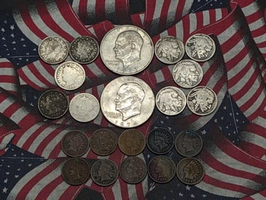 Large Grab Bag of Various Vintage U.S. Coins, Includes (2) IKE Dollars, (5) Liberty Head V Nickels,