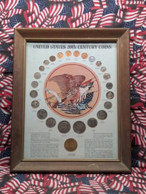 United States 20th Century Coin Collection in Display Frame - Includes Eleven Silver Coins
