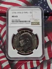 1776-1976-D Type 1 Eisenhower Dollar - NGC MS65