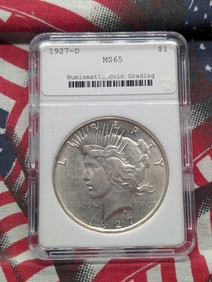 1927-D Peace Silver Dollar - NCG Cert. MS65 - Better Date