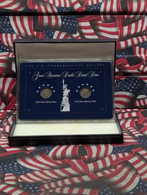 Great American Double Dated Silver Dime Collection in Display - Includes 1916 Barber Dime & 1916
