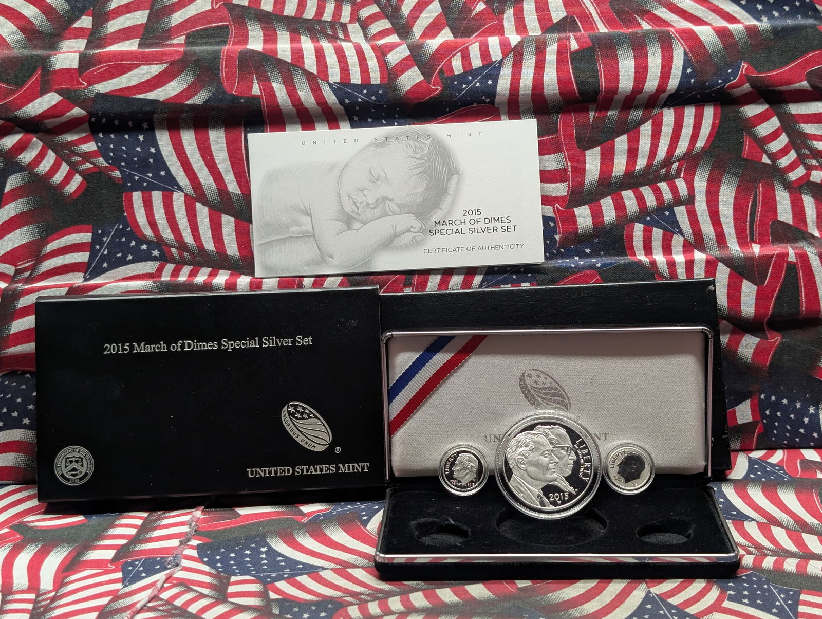 2015 March of Dimes Special Silver 3 Coin Set Dollar and Dime "W" Proof, Dime w/ "P" Reverse Proof (1 of 4)