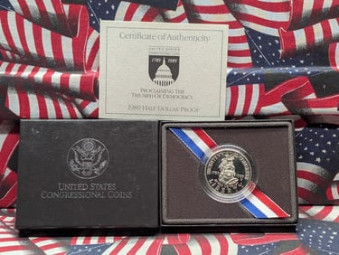 1989-S "Proclaiming The Triumph Of Democracy" Bicentennial of Congress Proof Half Dollar in OGP w/