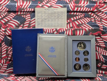 1986-S US Prestige Set w/90% Silver Ellis Island Pathway to America One Dollar in OGP