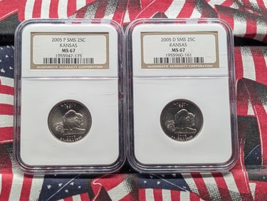 2005-P&D Kansas Washington State Quarters - Both NGC "MS 67"