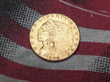 1925-D Indian Head  $2.50 SOLID GOLD Quarter Eagle - AU