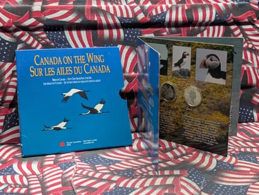 Canada Puffins Fifty Cent Silver Two Coin Set in OGP - 92.5% Silver