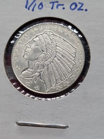 Indian Head 1/10th Troy Oz .999 Fine Silver Round By Golden State Mint