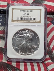 1994 American Silver Eagle - NGC MS69 - Near Perfect in Grade!! - One Troy Ounce .999 Fine Silver