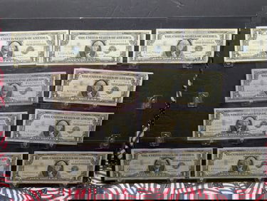 Ten 1957 Series $1.00 Silver Certificates - (3) 1957's, (1) 1957-A, & (6) 1957-B's