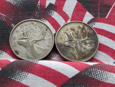 (2) Canada Quarters, 1945 (80% Silver ), & 1968 (50% Silver)