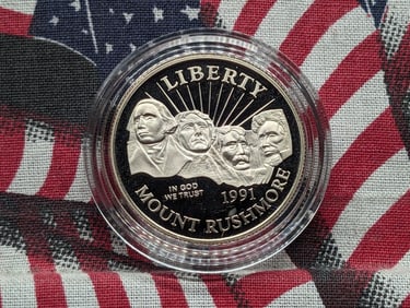 1991-S PROOF Mount Rushmore Anniversary Commemorative Half Dollar in Capsule